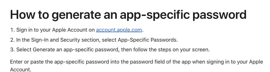 Apple 공식 앱 전용 비밀번호 생성 안내